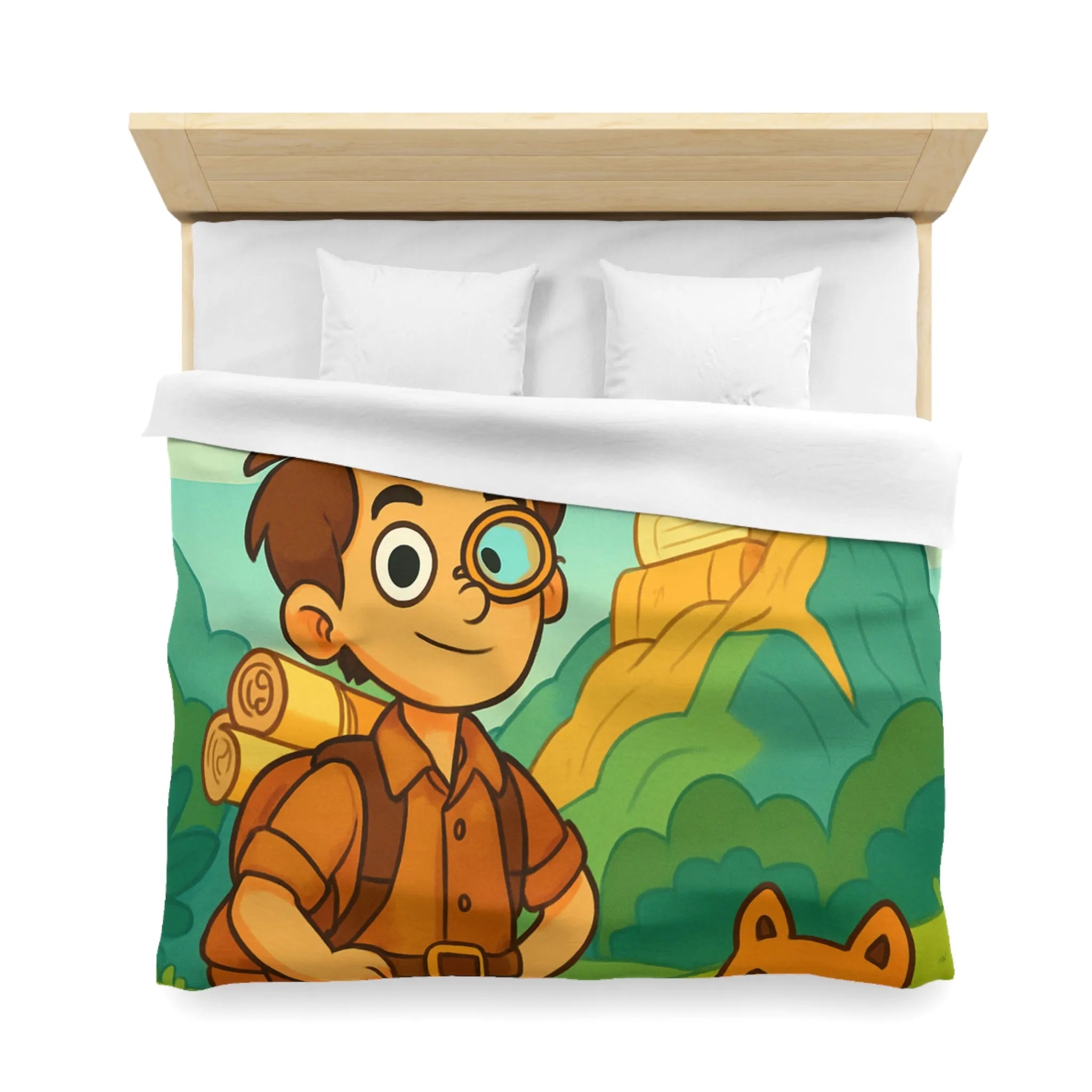 Housse de Couette Enfant Aventure avec Dragon et Animaux pour Voyage Imaginaire