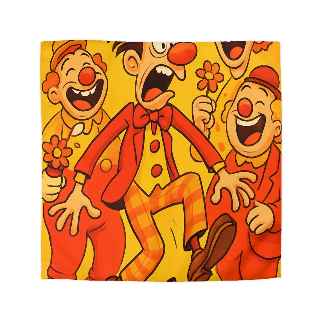 Housse de Couette Colorée avec Design Amusant de Clowns et Bananes Glissantes