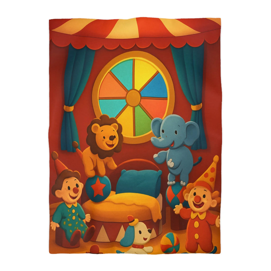 Housse de Couette Cirque Joyeux avec Animaux et Clowns pour Enfants