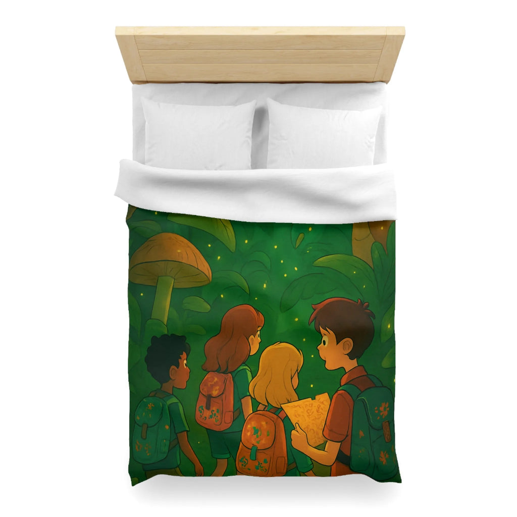 Housse de Couette Jungle Enfantine avec Créatures Magiques et Explorateurs Aventureux