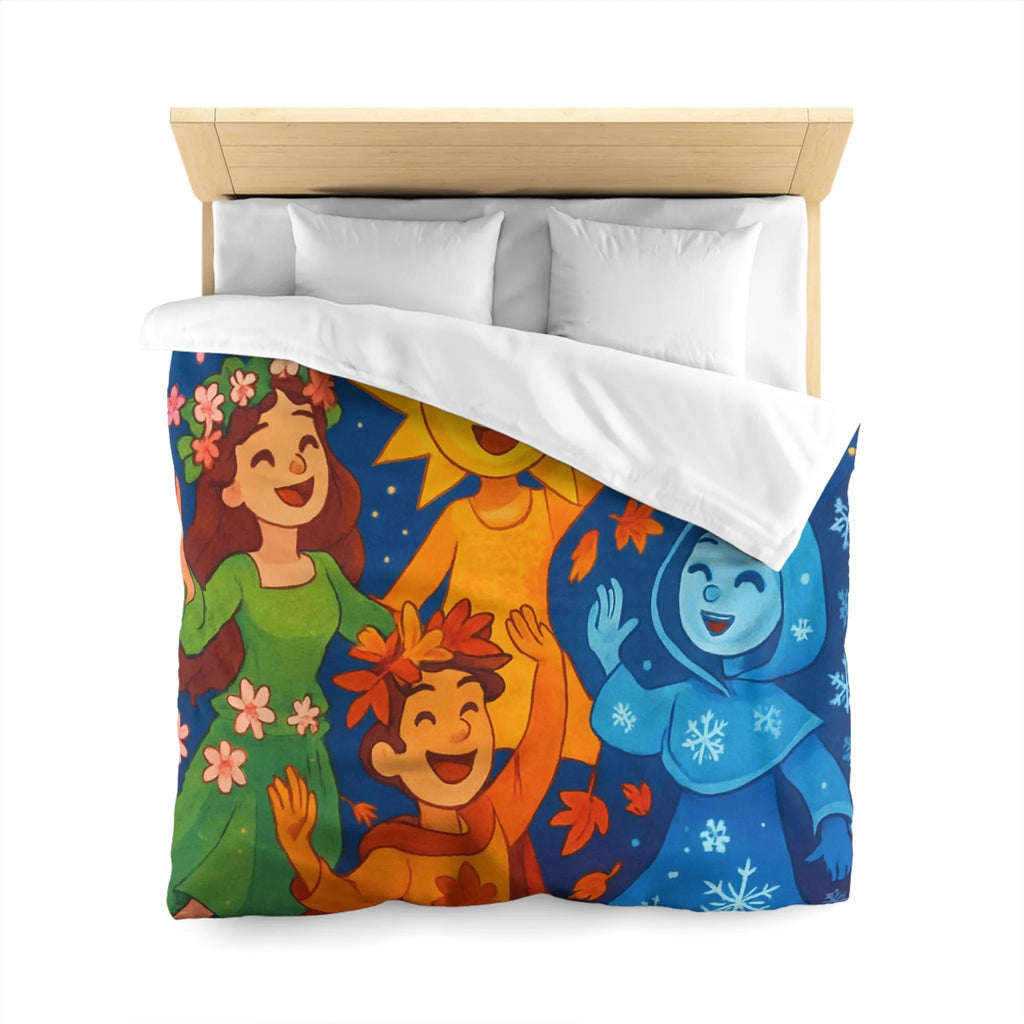 Housse de couette avec illustration festive des quatre saisons en harmonie colorée