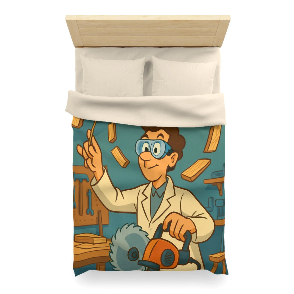 Housse de couette avec design créatif de menuiserie en style rétro et ludique