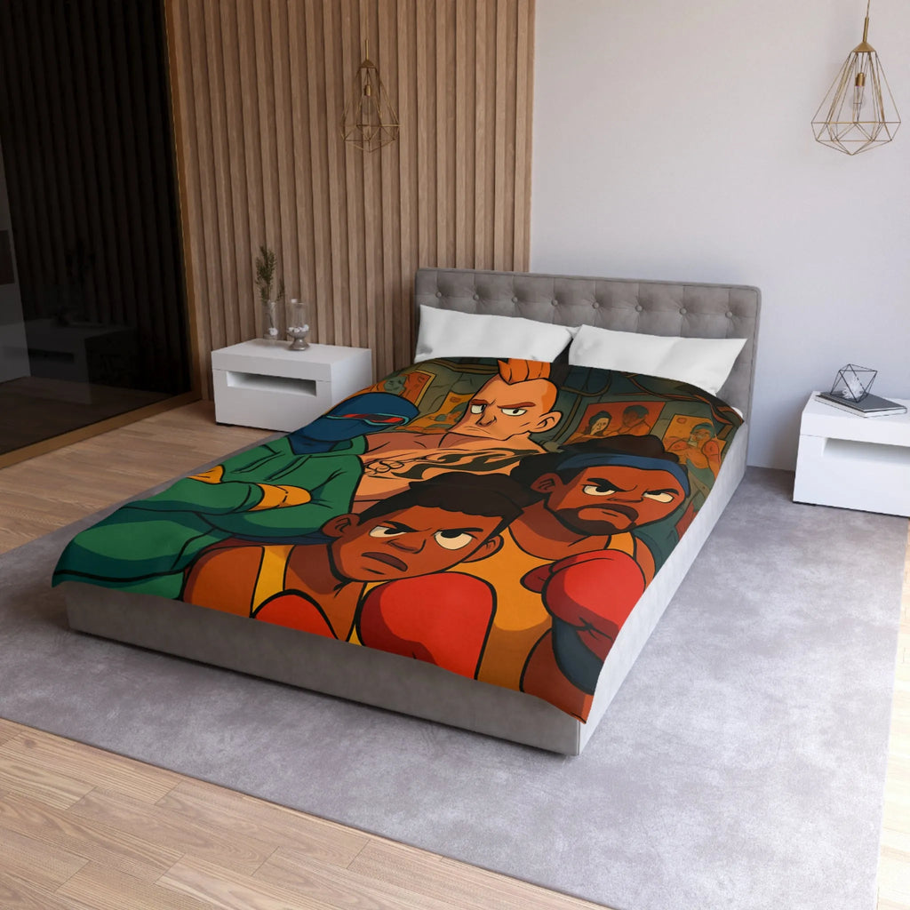 Housse de couette colorée avec boxeurs dessin animé pour chambre enfant sportive unique
