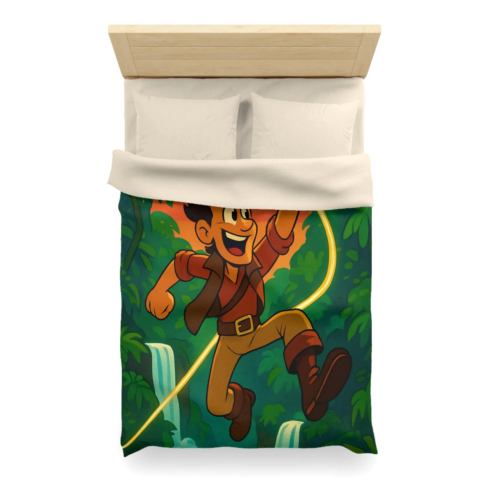 Housse de couette aventure jungle vibrante cascade pour chambre à thème nature