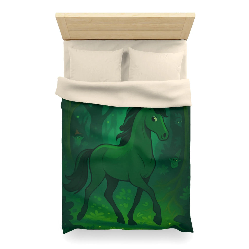 Housse de couette forêt magique avec licorne et fées dans un paysage enchanteur