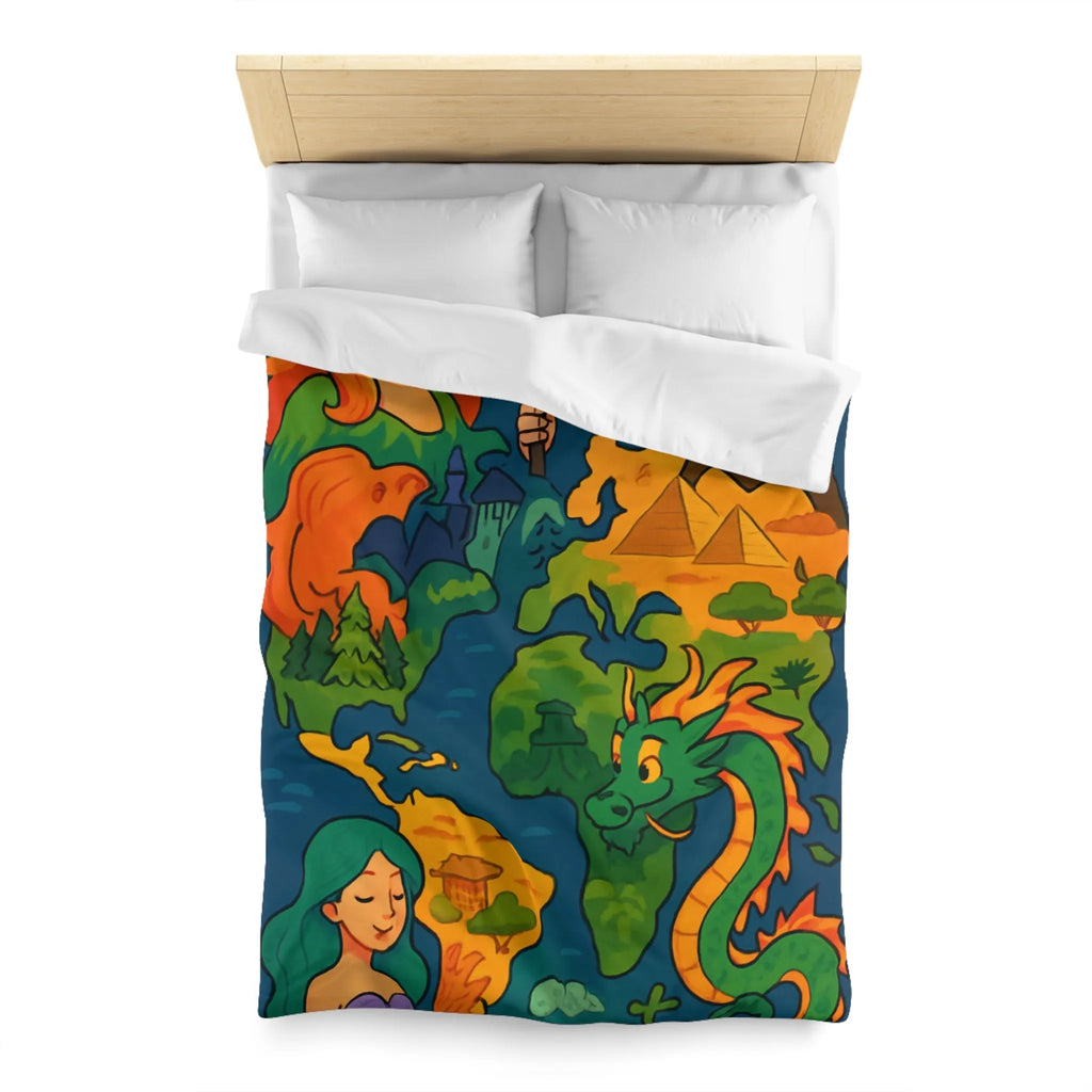 Housse de couette colorée et magique avec motifs de mythes de différentes cultures