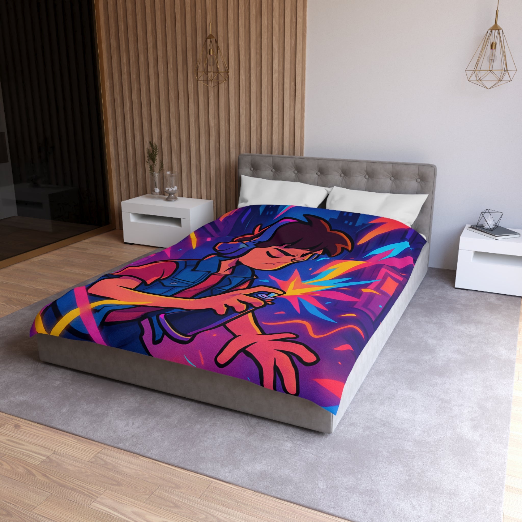 Housse de Couette Microfibre Design Artistique Moderne Décoration Chambre Confort Premium