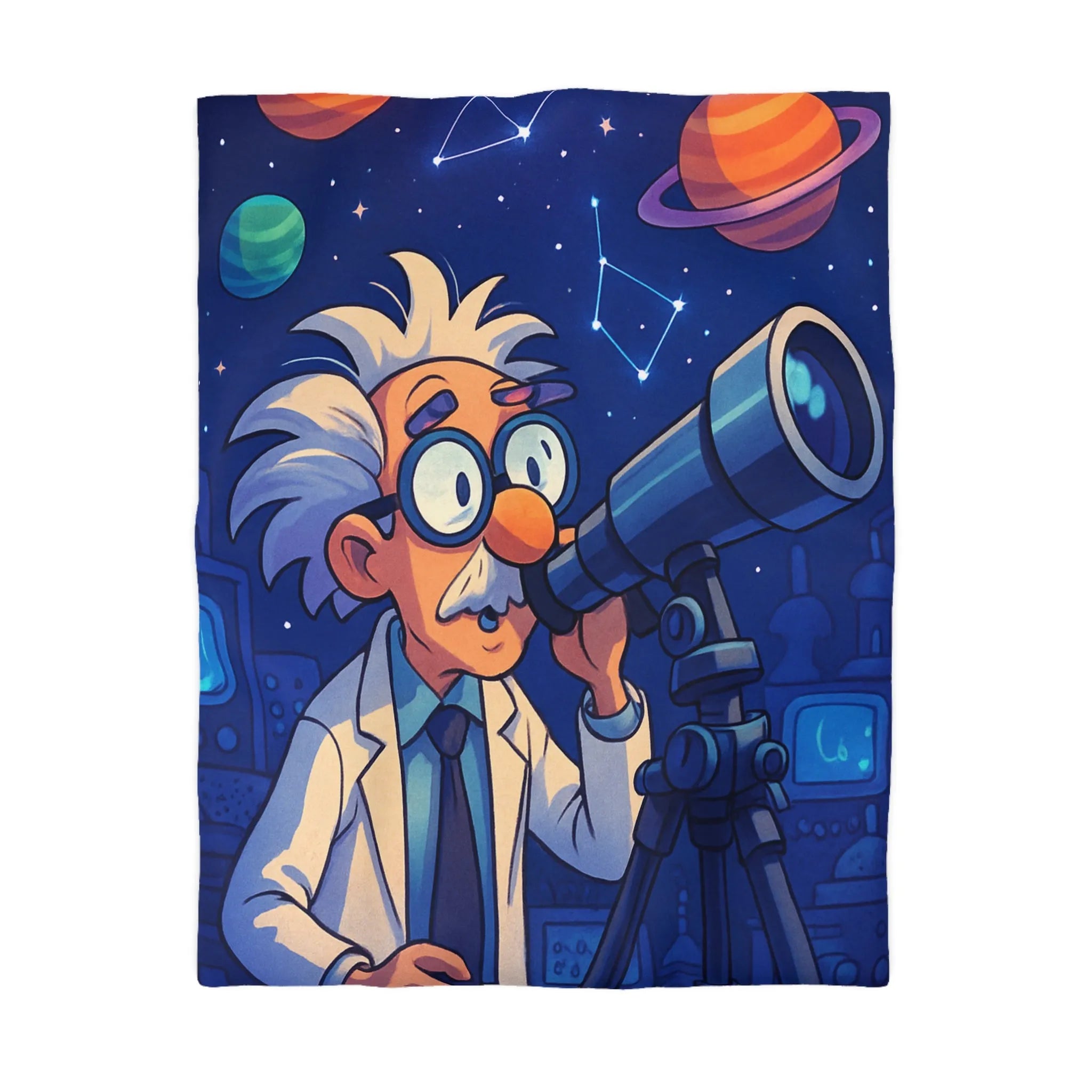 Housse de Couette Enseignant Passionné Astronomie Télescope Étoiles Planètes Enfants Chambre Décorative