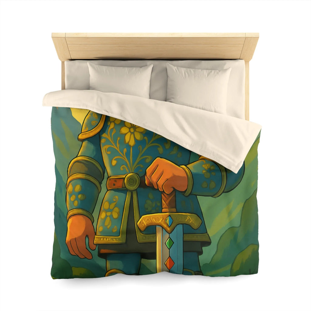 Housse de Couette avec Chevalier Illustré dans Paysage Montagneux Écossais pour Chambre Enfant
