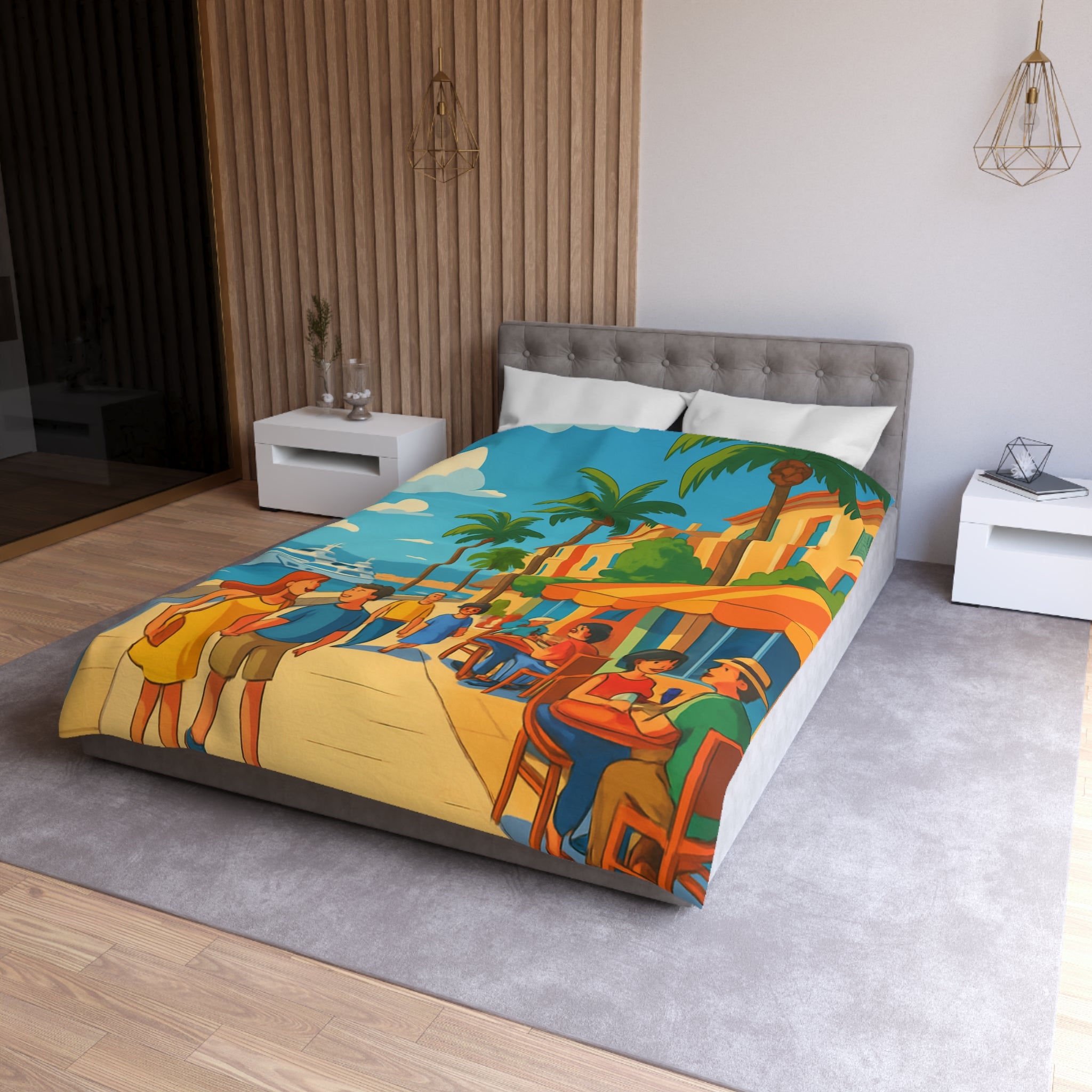 Housse de Couette Microfibre Illustration Unique Design Moderne Décoration Intérieure Raffinée