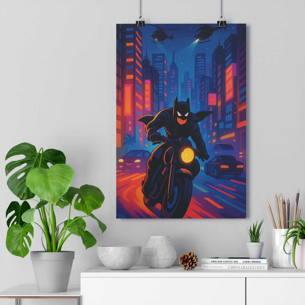 Poster décoratif vibrant urbain bleu violet orange aventure métropole salon chambre format 30x46 moderne