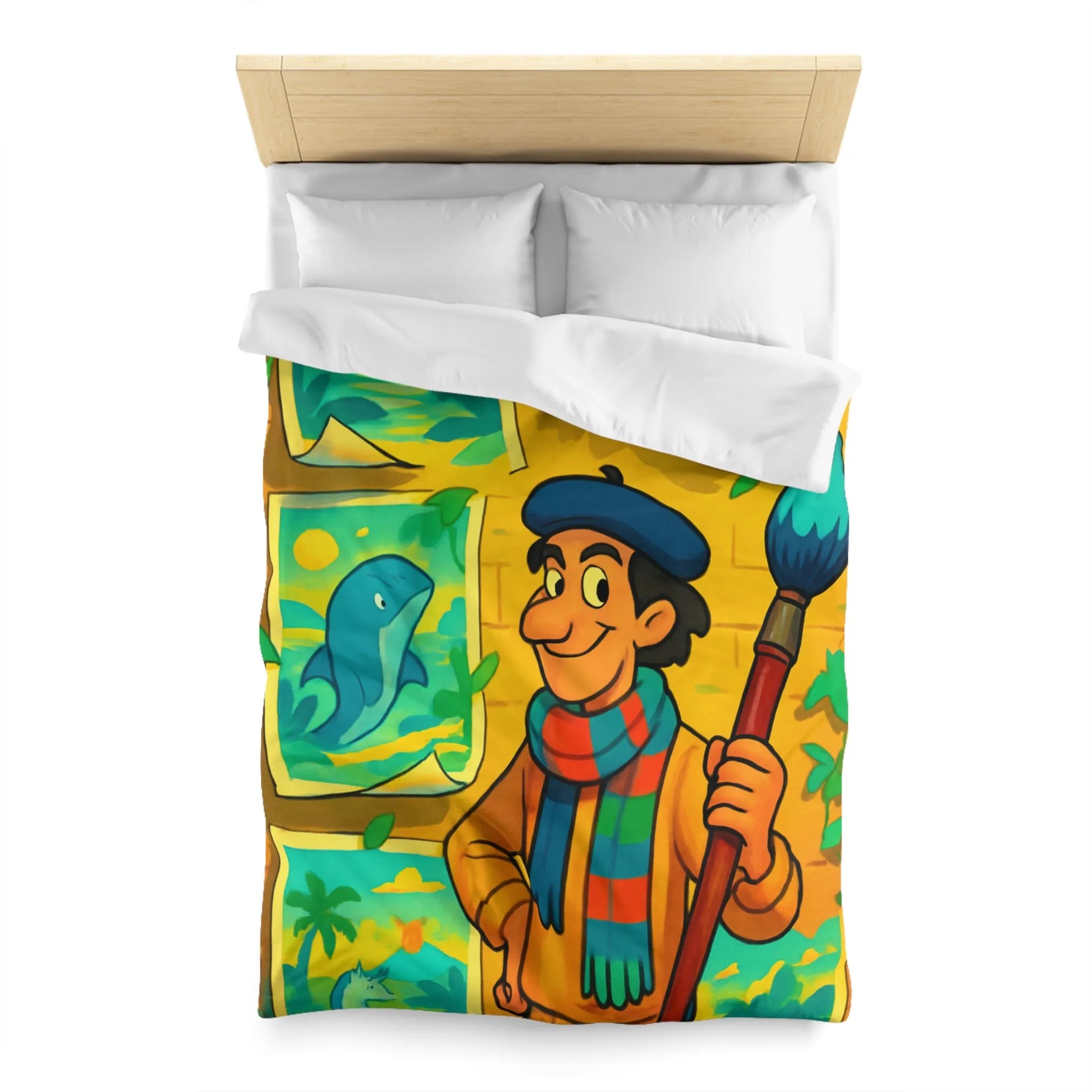 Housse de Couette Microfibre Art Graphique Contemporain Style Décoratif Chambre Tendance