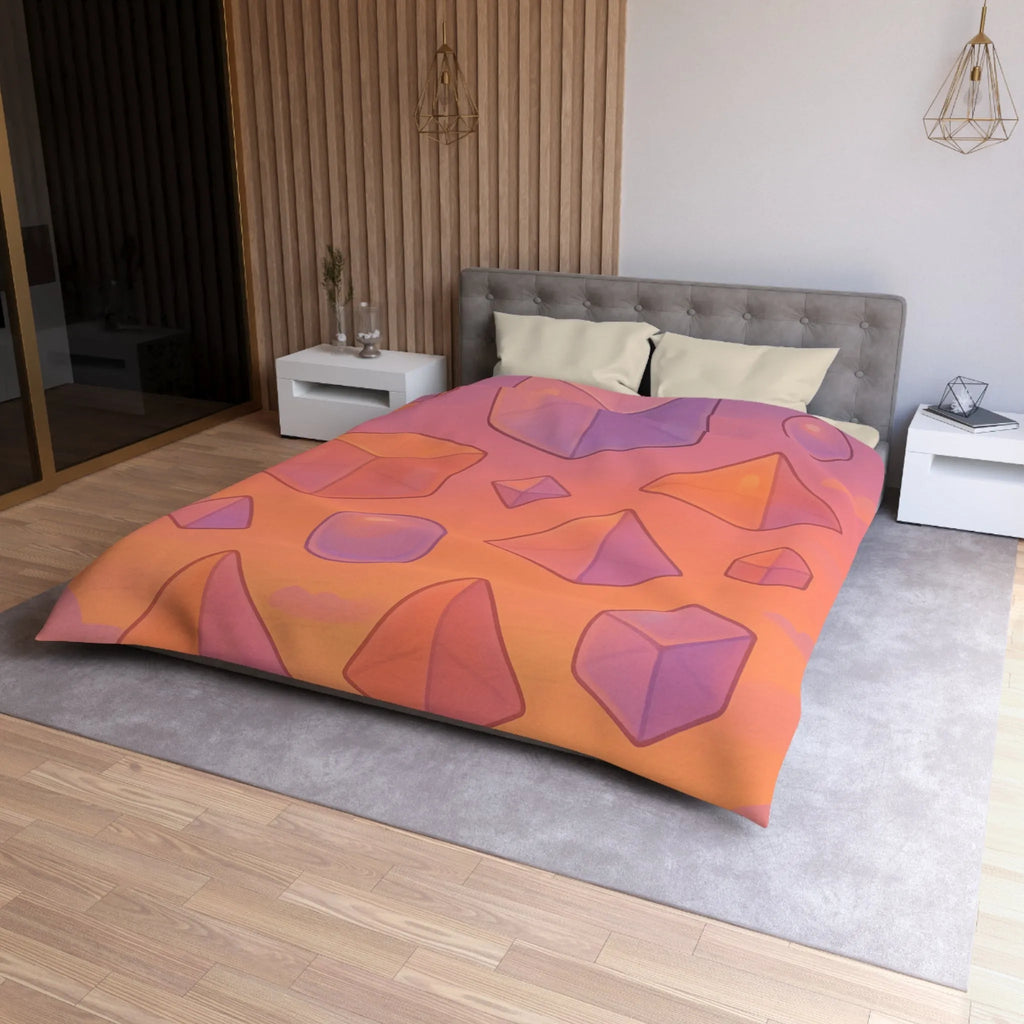 Housse de couette avec motifs géométriques colorés style moderne ambiance sereine et apaisante