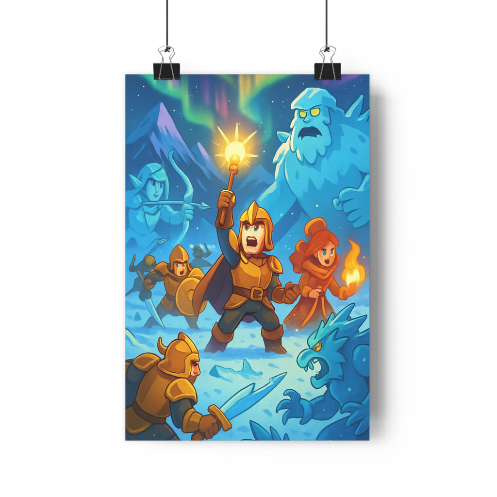 Poster décoratif animé bleu violet fantastique mystique aventure chambre enfant créatures montagnes épique lumineux