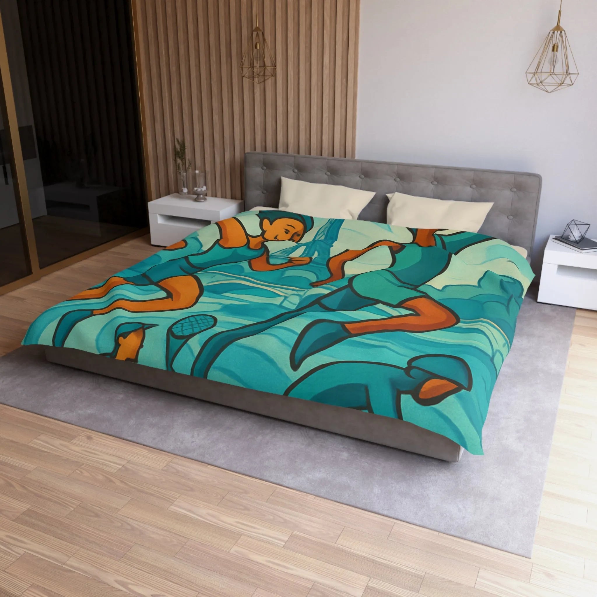 Housse de Couette Athlétique Inspirée par Sports Dynamiques Paris avec Tour Eiffel