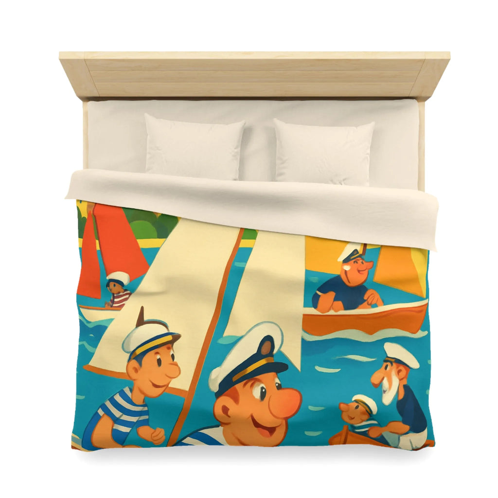 Housse de Couette Marine Vintage avec Voiliers et Matelots pour Chambre Ensoleillée