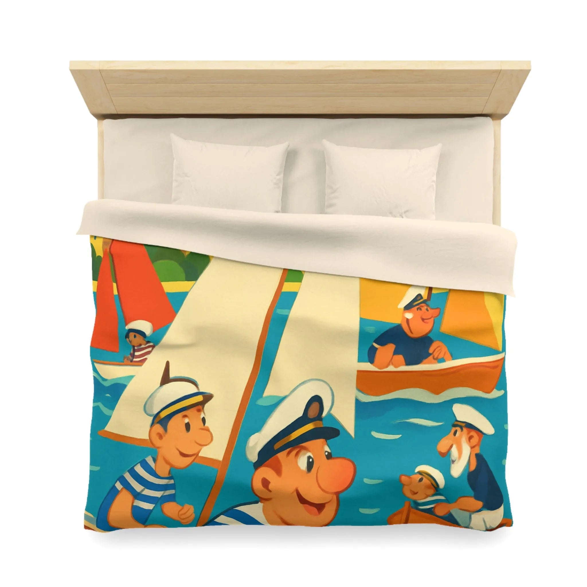 Housse de Couette Marine Vintage avec Voiliers et Matelots pour Chambre Ensoleillée