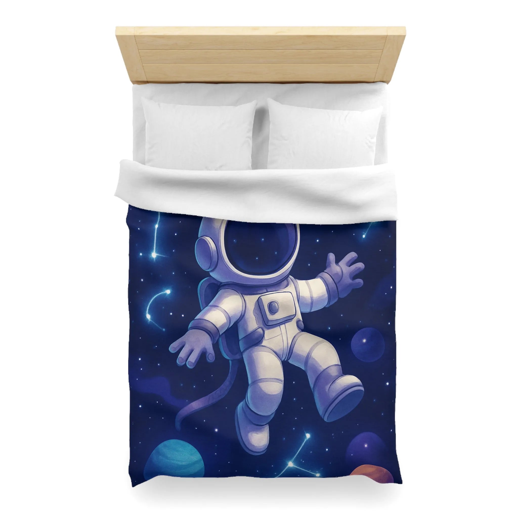 Housse de Couette Astronaute en Espace Étoilé avec Constellations et Planètes Colorées