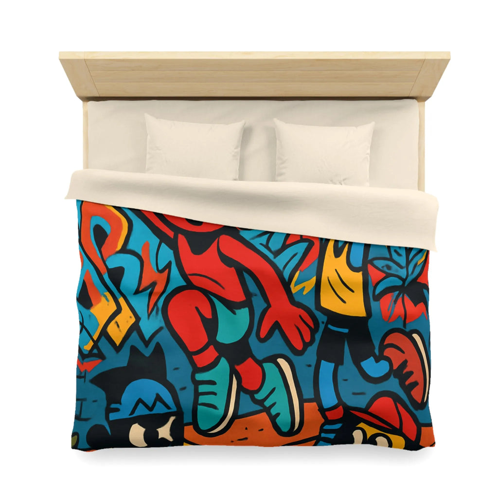 Housse de Couette Microfibre Art Graphique Contemporain Style Décoratif Chambre Tendance