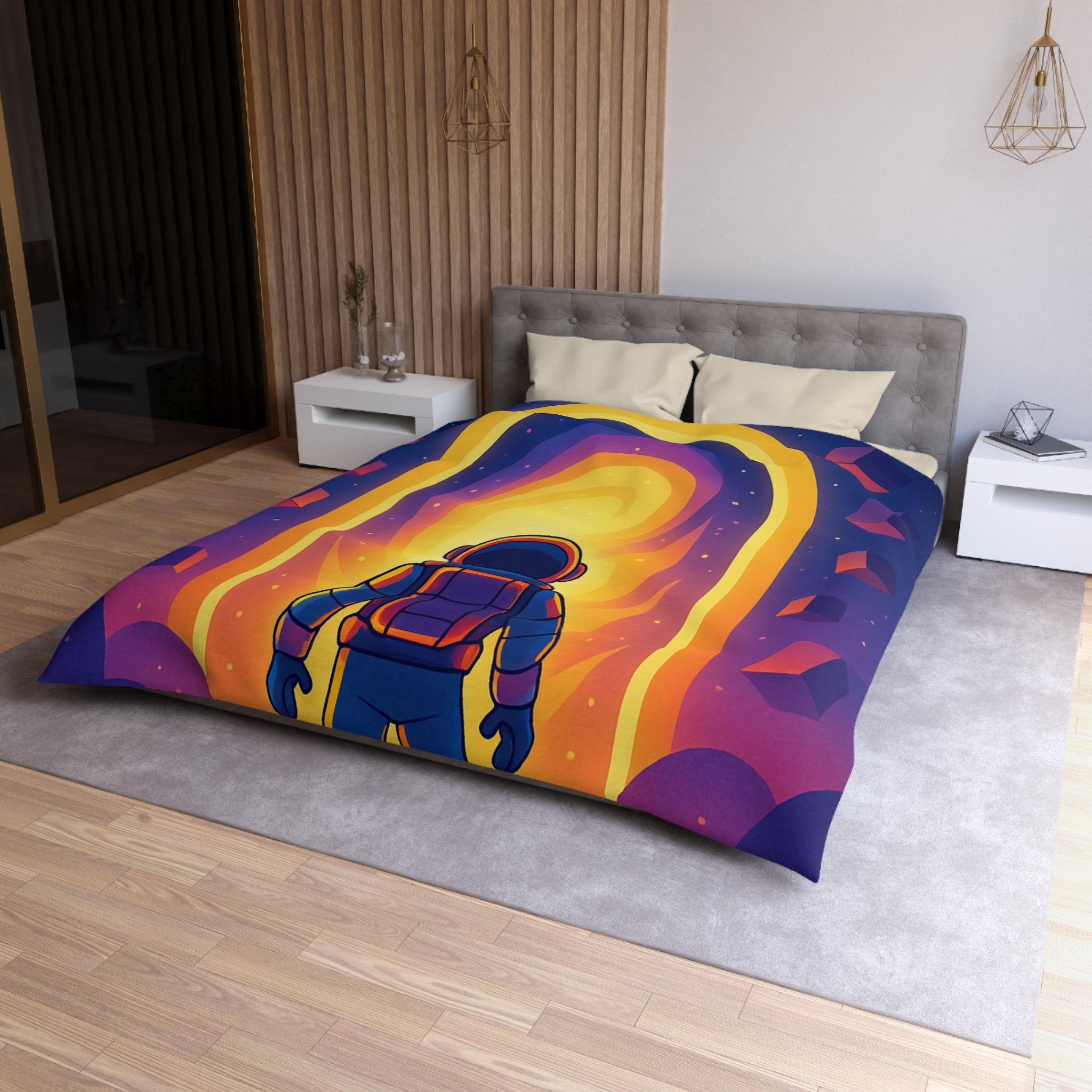 Housse de Couette Microfibre Illustration Unique Design Moderne Décoration Intérieure Raffinée