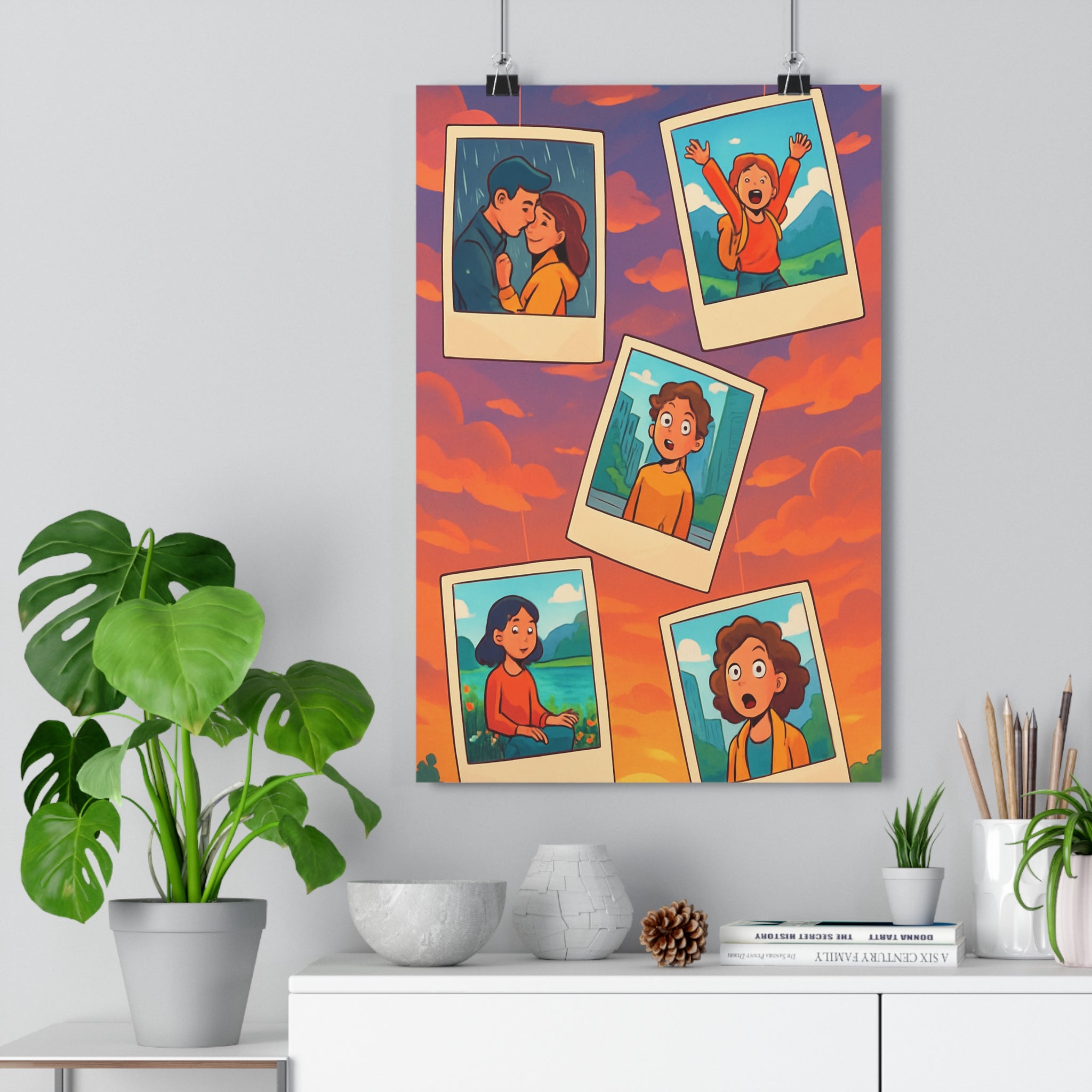 Poster décoratif anime émotion tendresse joie surprise sérénité étonnement vibrant coloré mural chambre salon