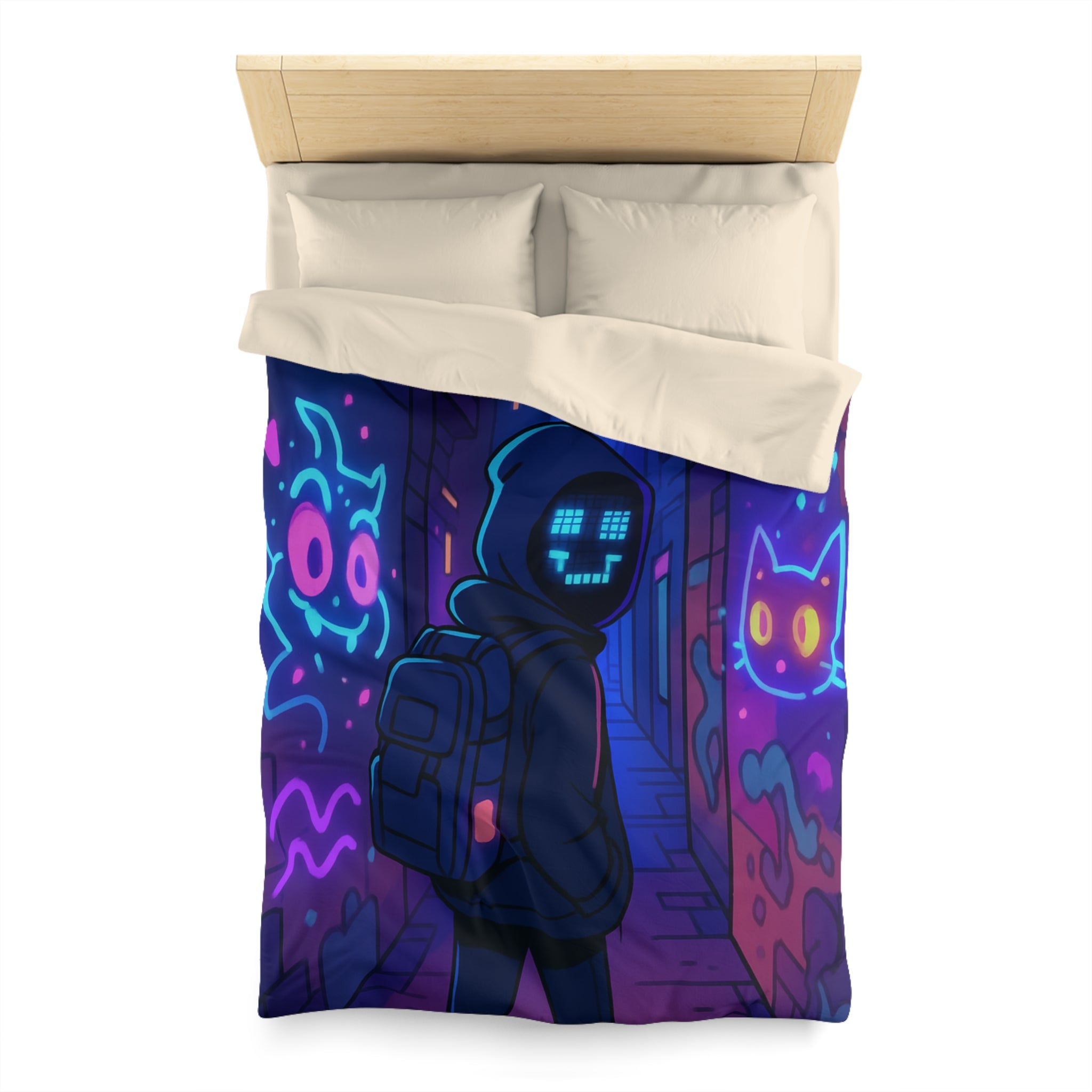 Housse de Couette Microfibre Illustration Unique Design Moderne Décoration Intérieure Raffinée