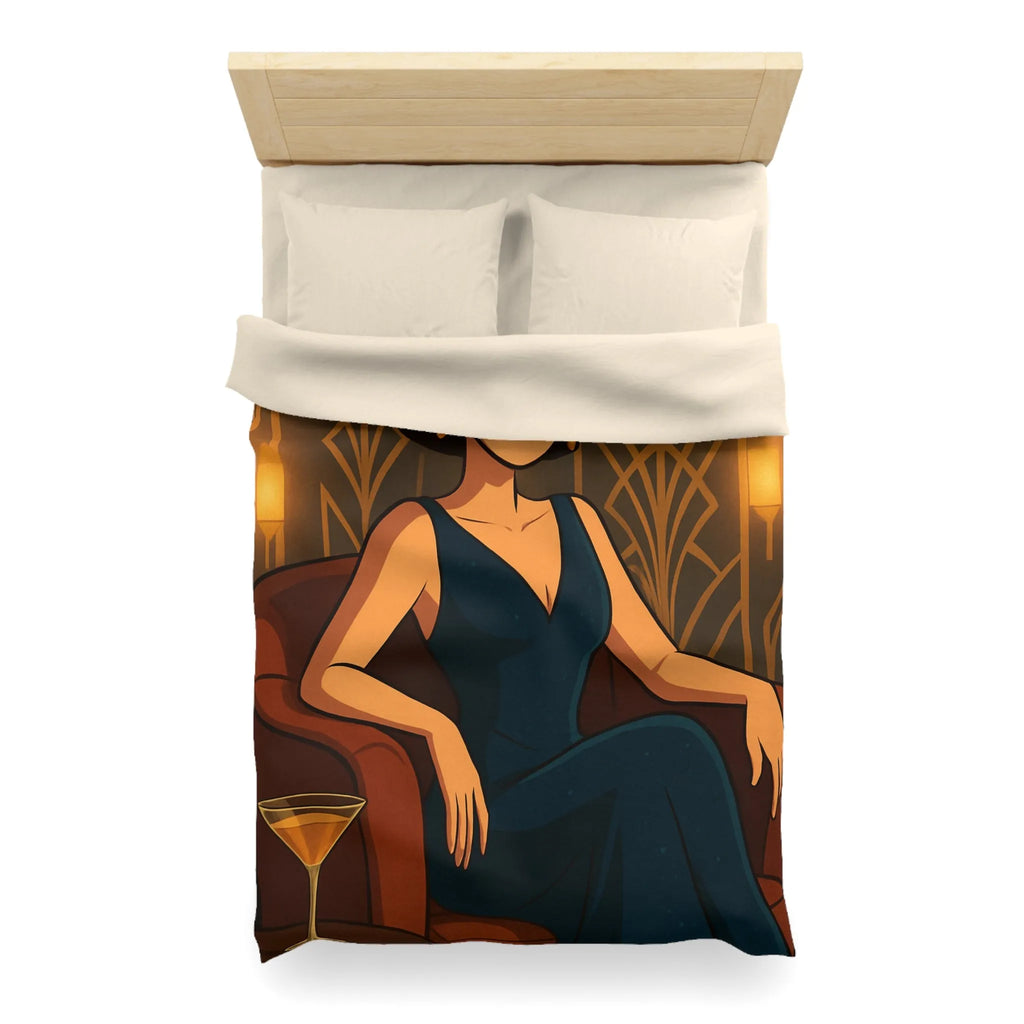 Élégance Art Déco : Housse de couette avec design femme glamour et cocktail martini