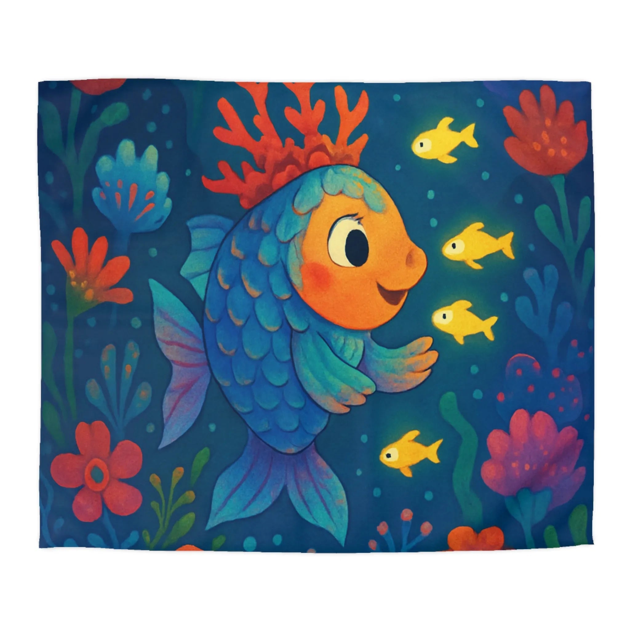 Housse de Couette Colorée avec Poisson et Lune, Idéale Chambre Enfant Rêveuse