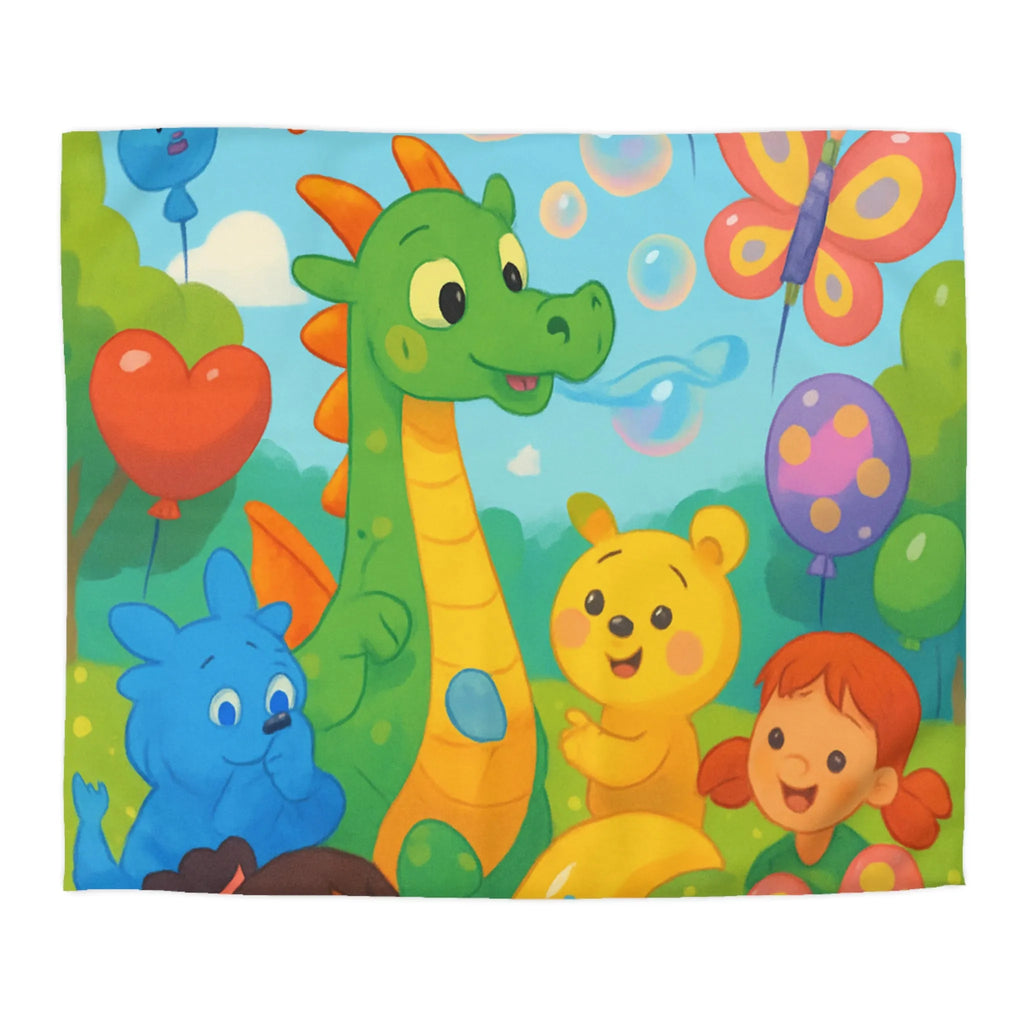 Housse de Couette Enfant Fantaisie Animaux et Ballons Colorés pour Chambre Féérique