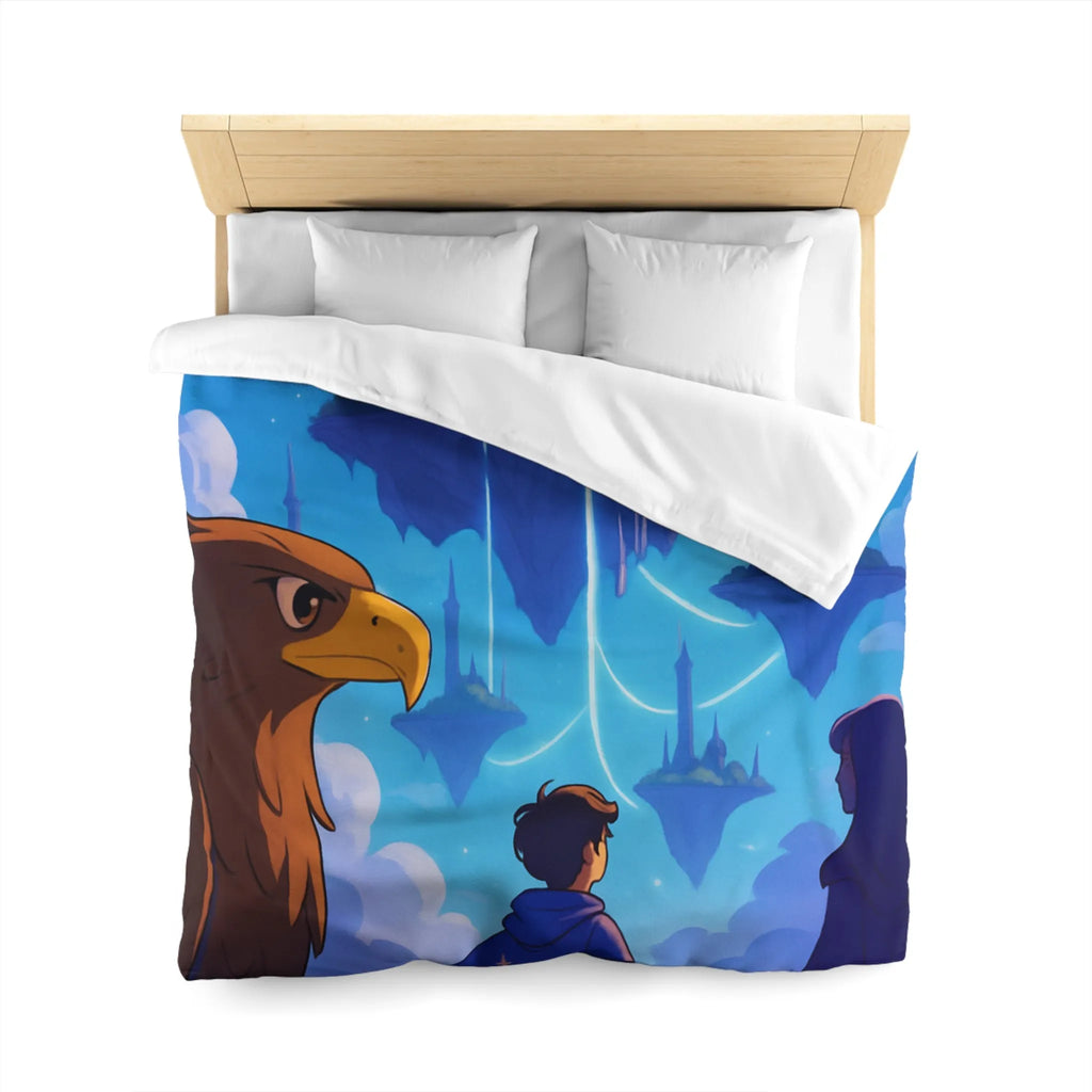 Épopée magique avec château flottant, ciel étoilé et créatures fabuleuses enchante une pièce