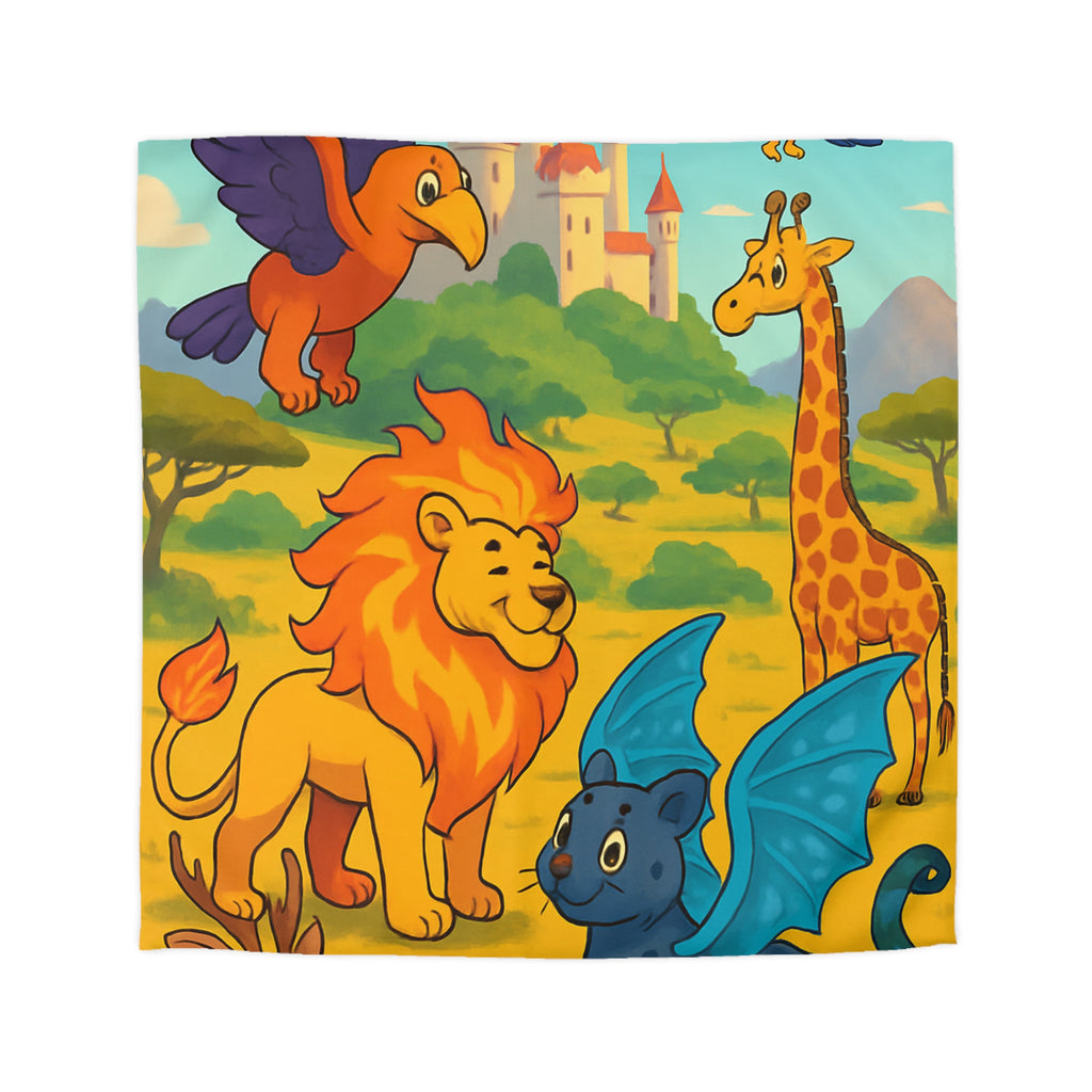 Housse de couette pour enfant avec animaux magiques et château de conte de fées