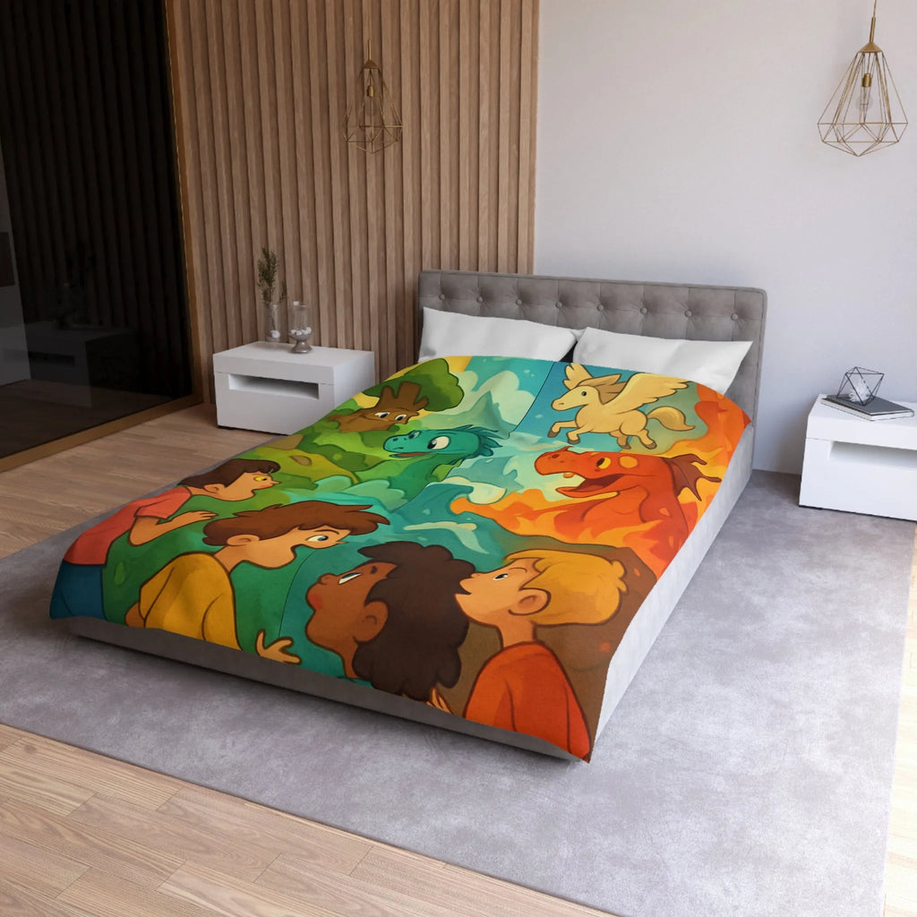 Housse de Couette Enfant Dragon Pegasus Forêt Féerie Animé Décor Magique Nature