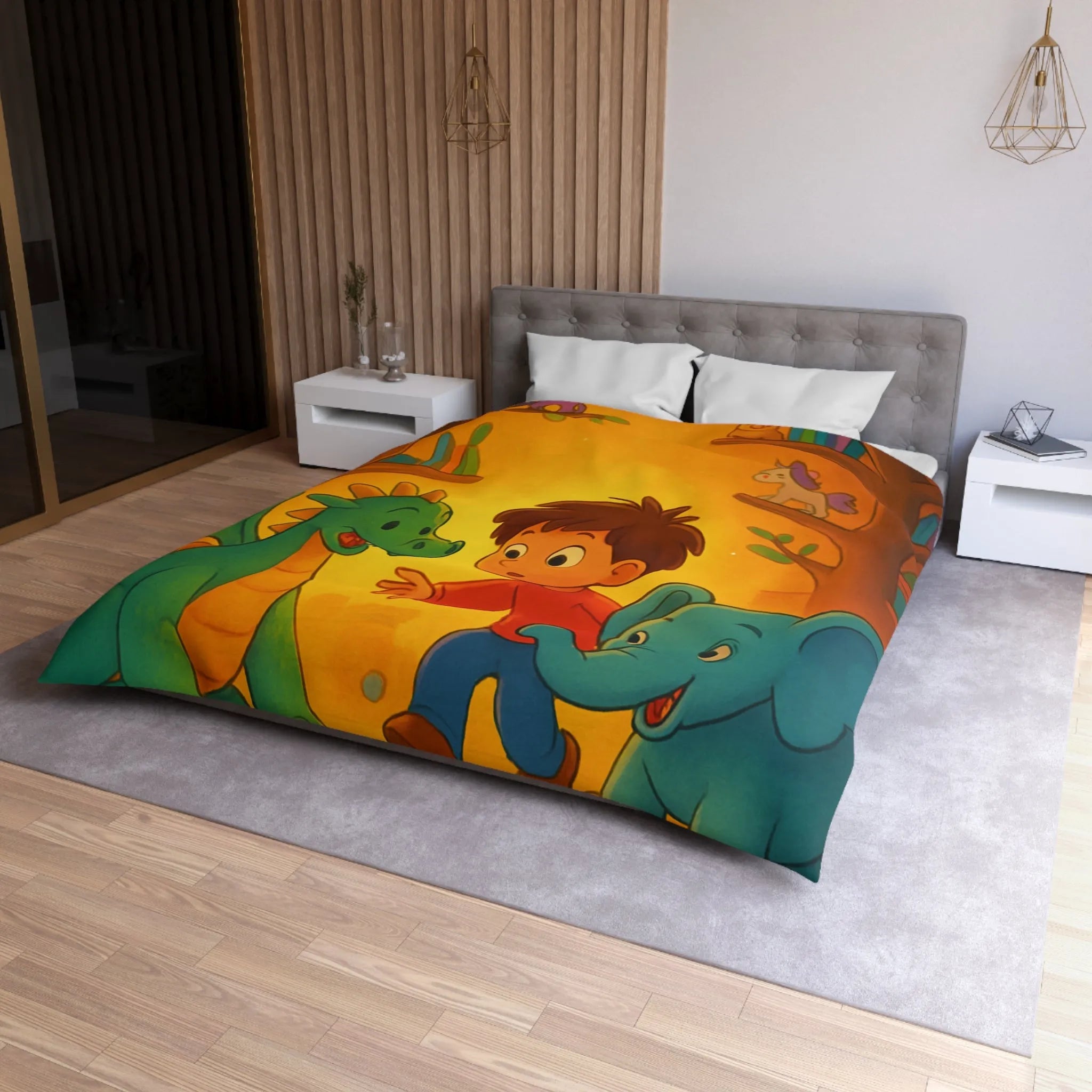 Housse de Couette Microfibre Art Graphique Contemporain Style Décoratif Chambre Tendance