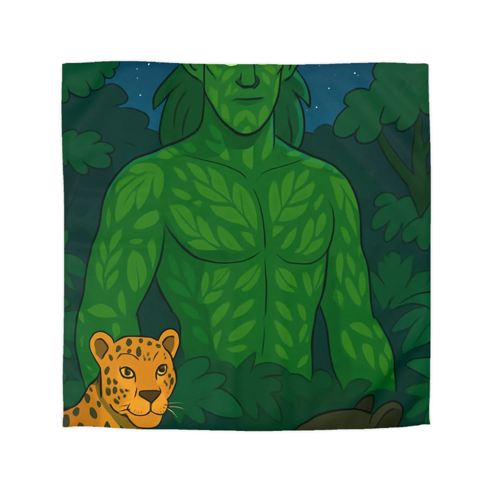 Housse de couette forêt mystérieuse avec créature magique et animaux exotiques nocturnes
