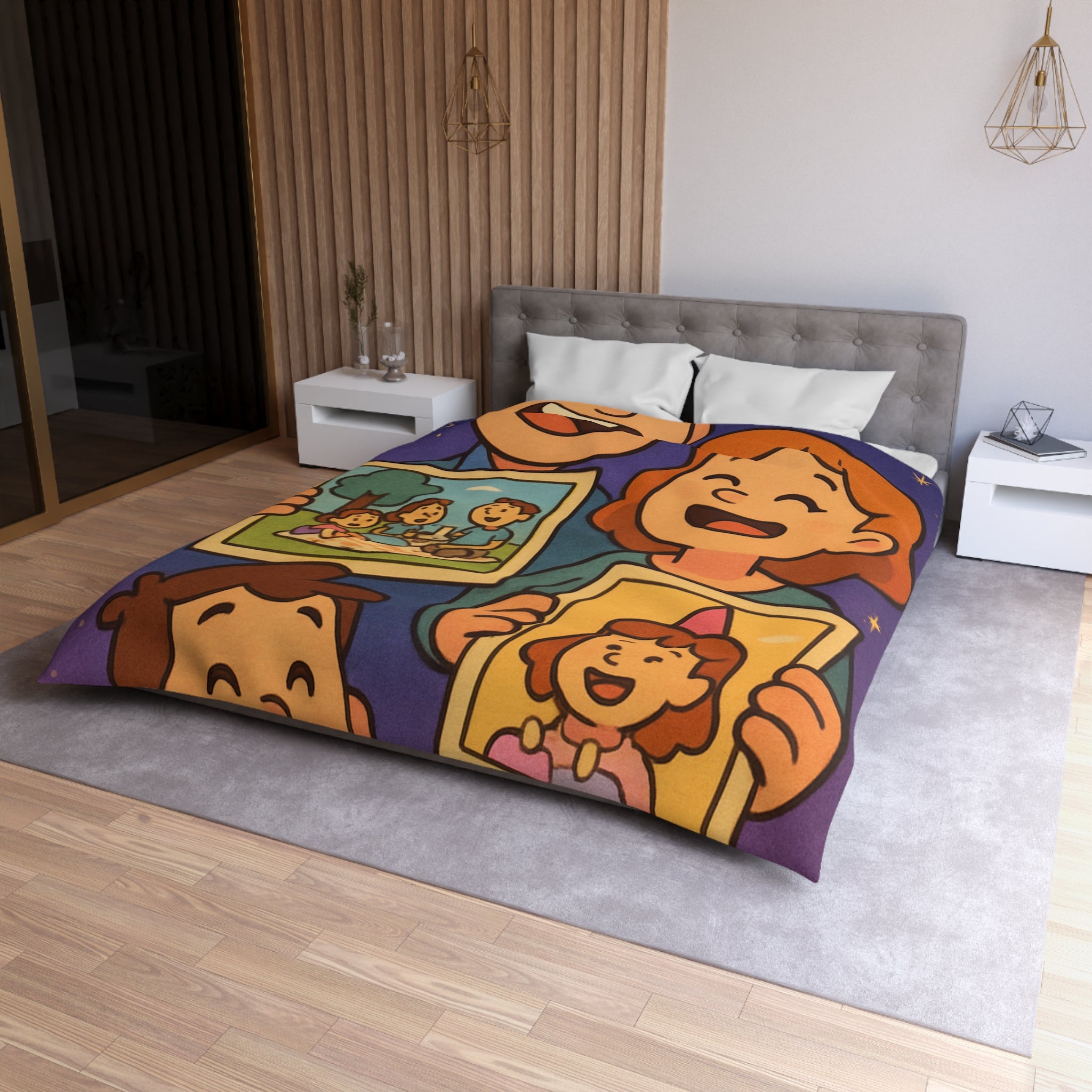 Housse de Couette Microfibre Design Artistique Moderne Décoration Chambre Confort Premium