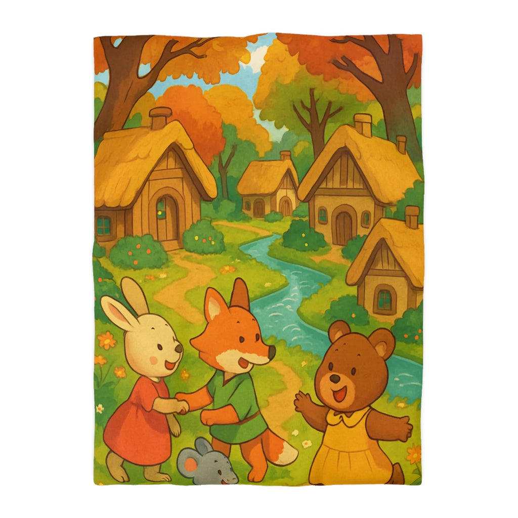 Adorable Illustration Animalière Colorée Idéale pour une Housse de Couette Enfantine et Enchantée