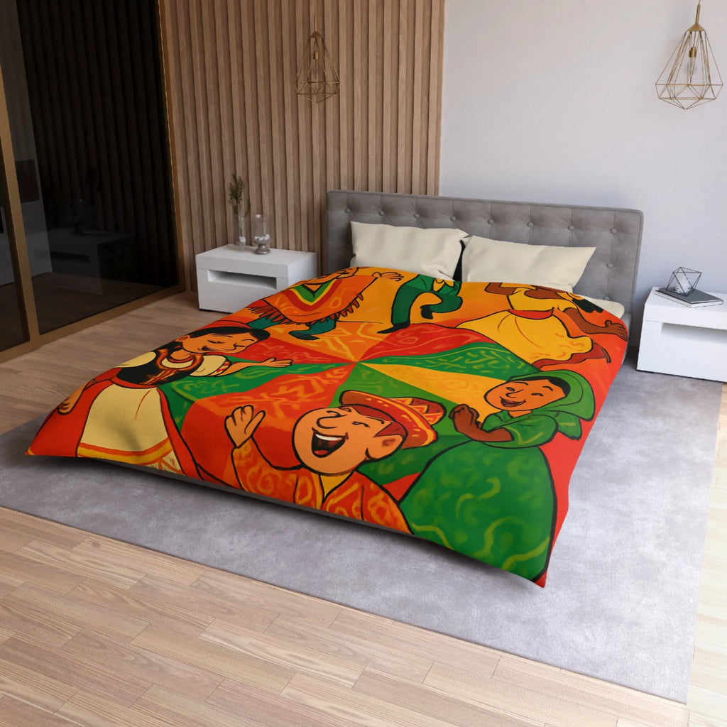 Décorez votre chambre avec une housse de couette aux motifs culturels vibrants et festifs