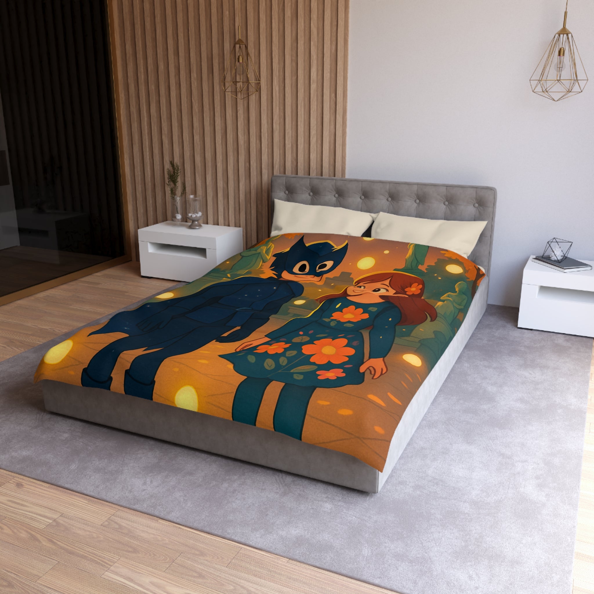 Housse de Couette Microfibre Motif Créatif Original Style Contemporain Chambre Élégante