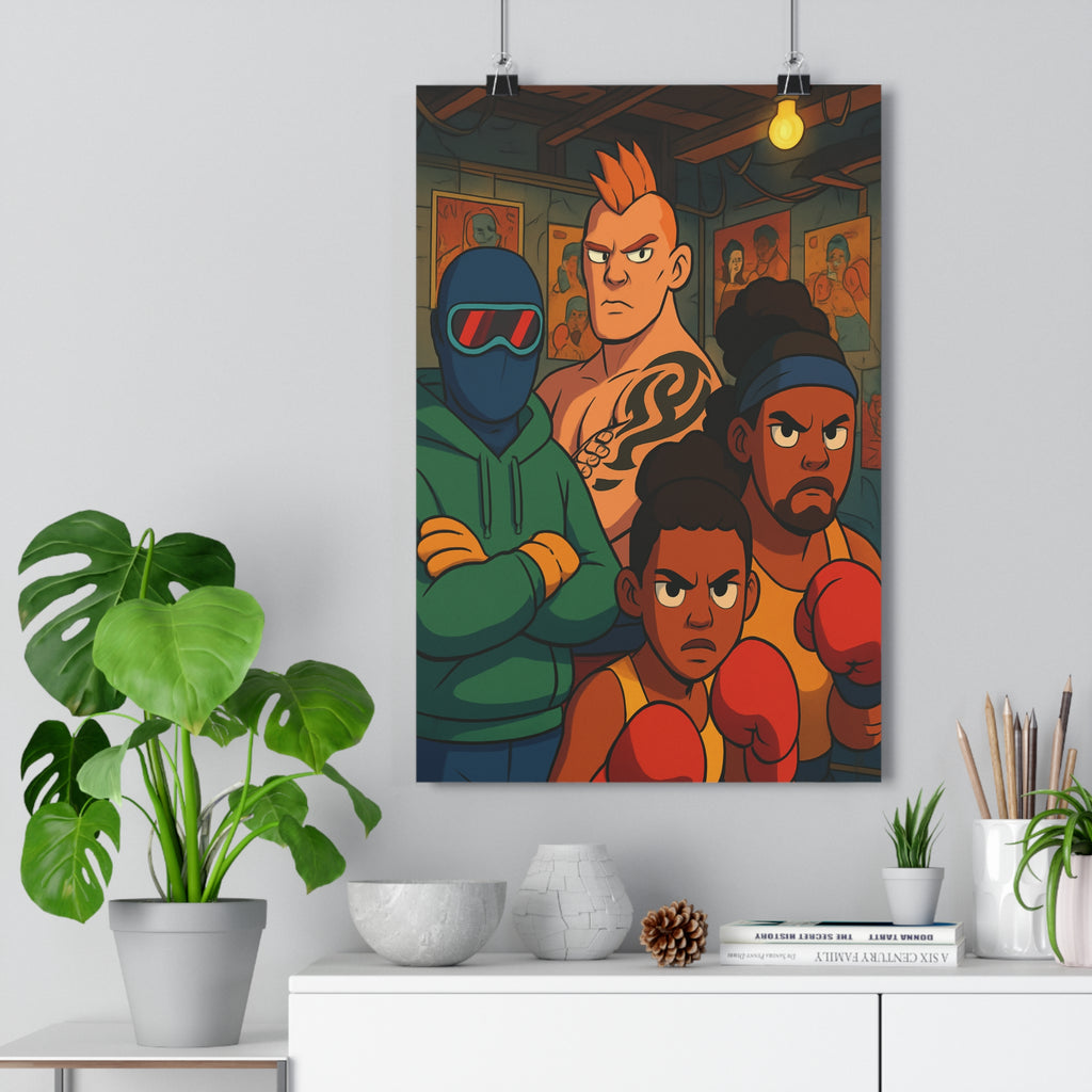 Poster décoratif cartoon rétro rouge bleu jaune énergique salon chambre design dynamique unique compétitif