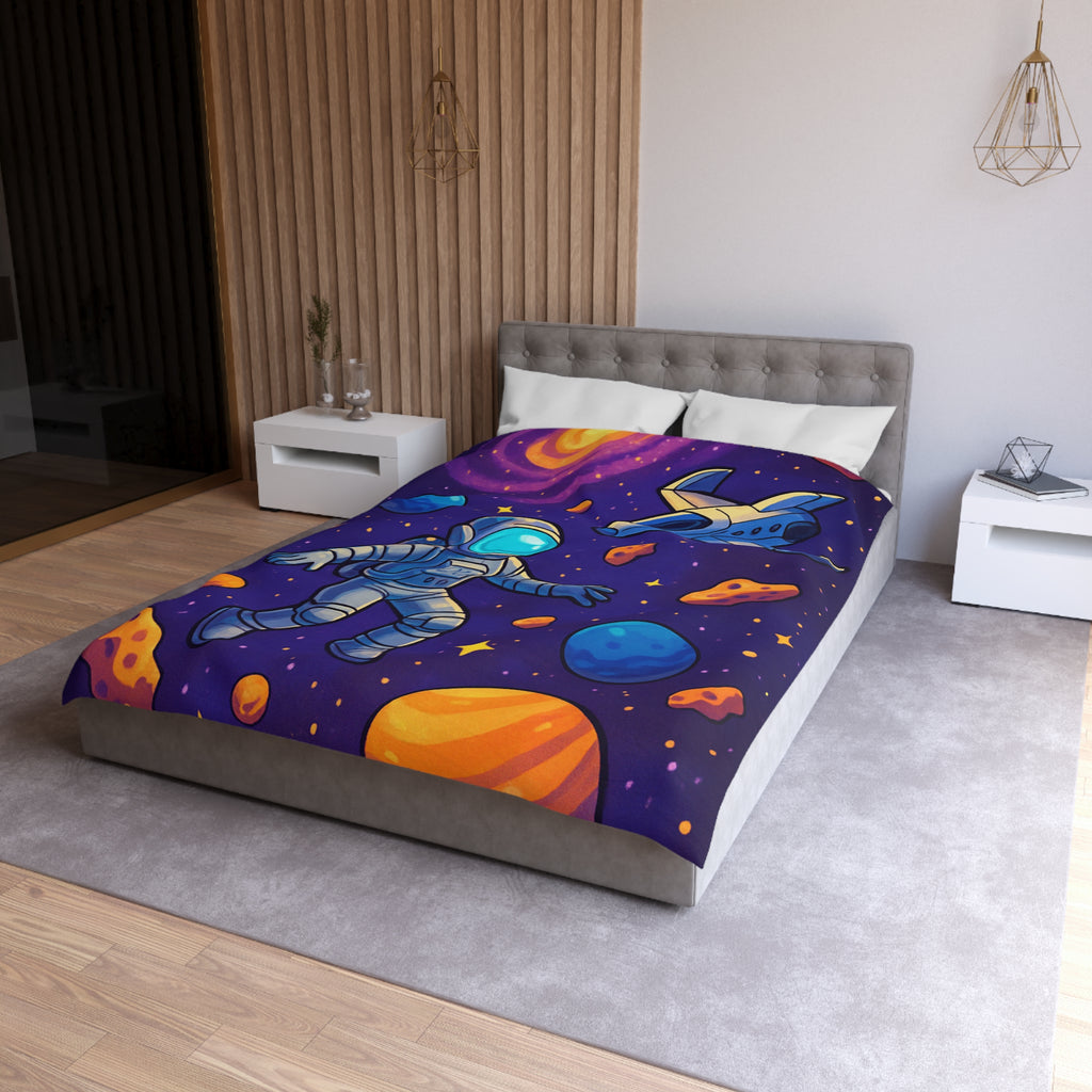 Housse de couette spatiale avec astronaute et planètes colorées pour enfants et adultes