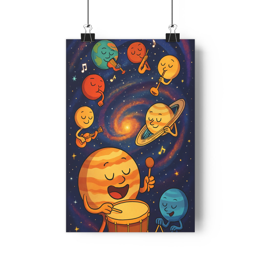 Poster décoratif artistique joyeux bleu orange jaune cartoon chambre enfant ludique original créatif univers