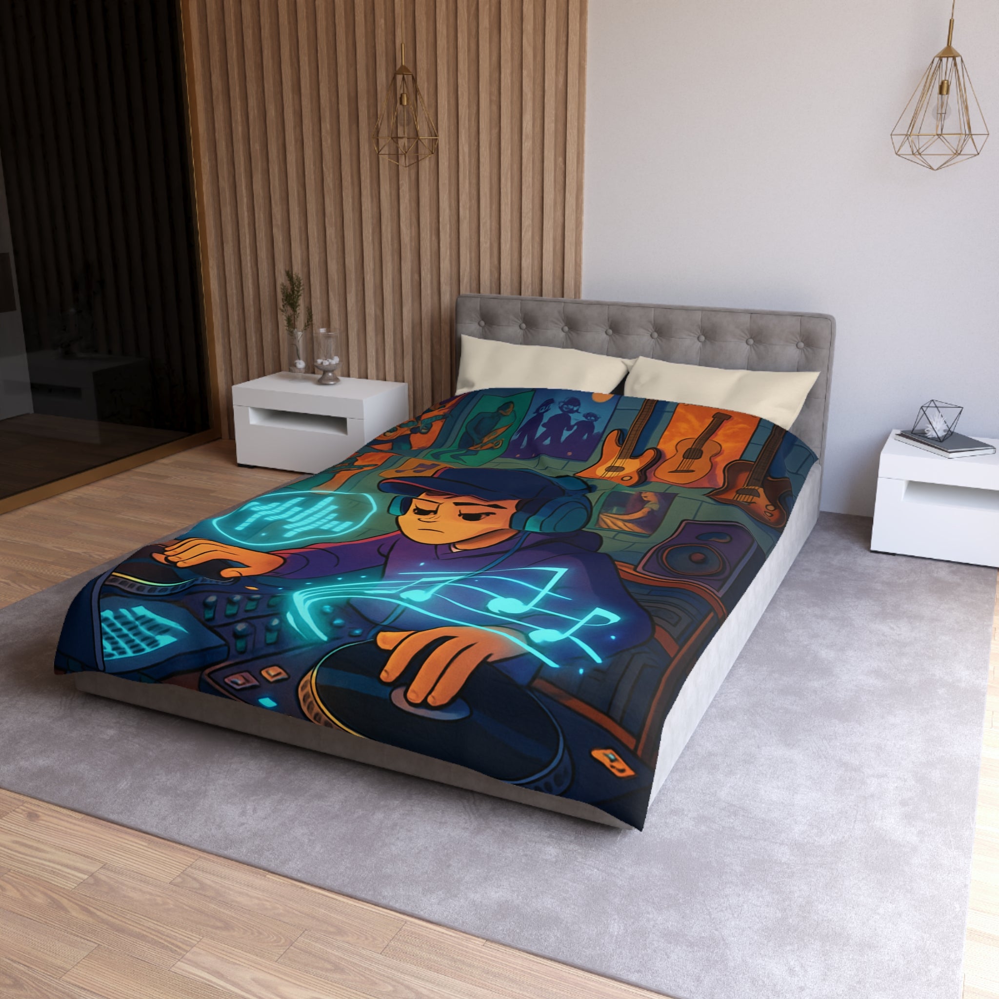 Housse de Couette Microfibre Illustration Unique Design Moderne Décoration Intérieure Raffinée