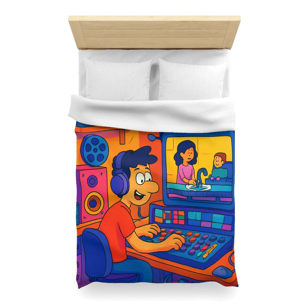 Housse de couette colorée avec illustrations joyeuses pour chambre d'enfant moderne et ludique