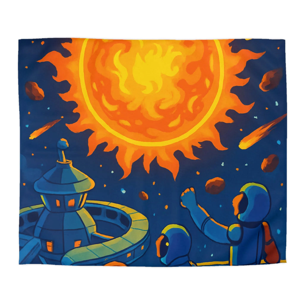 Housse de couette colorée avec scène spatiale vibrante pour chambre moderne et vive