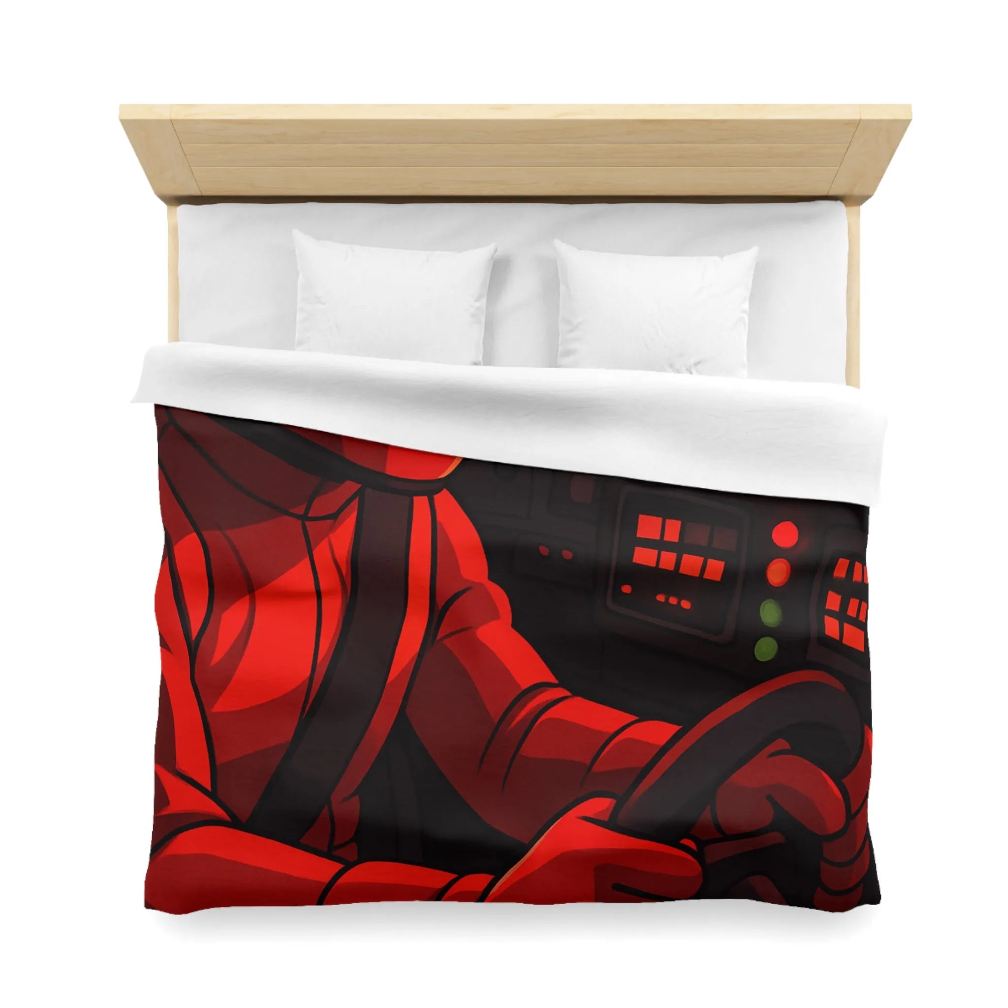 Housse de couette dynamique motif pilote de course rouge en automobile sportive