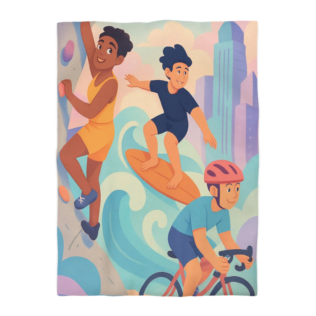 Housse de Couette Microfibre Art Graphique Contemporain Style Décoratif Chambre Tendance