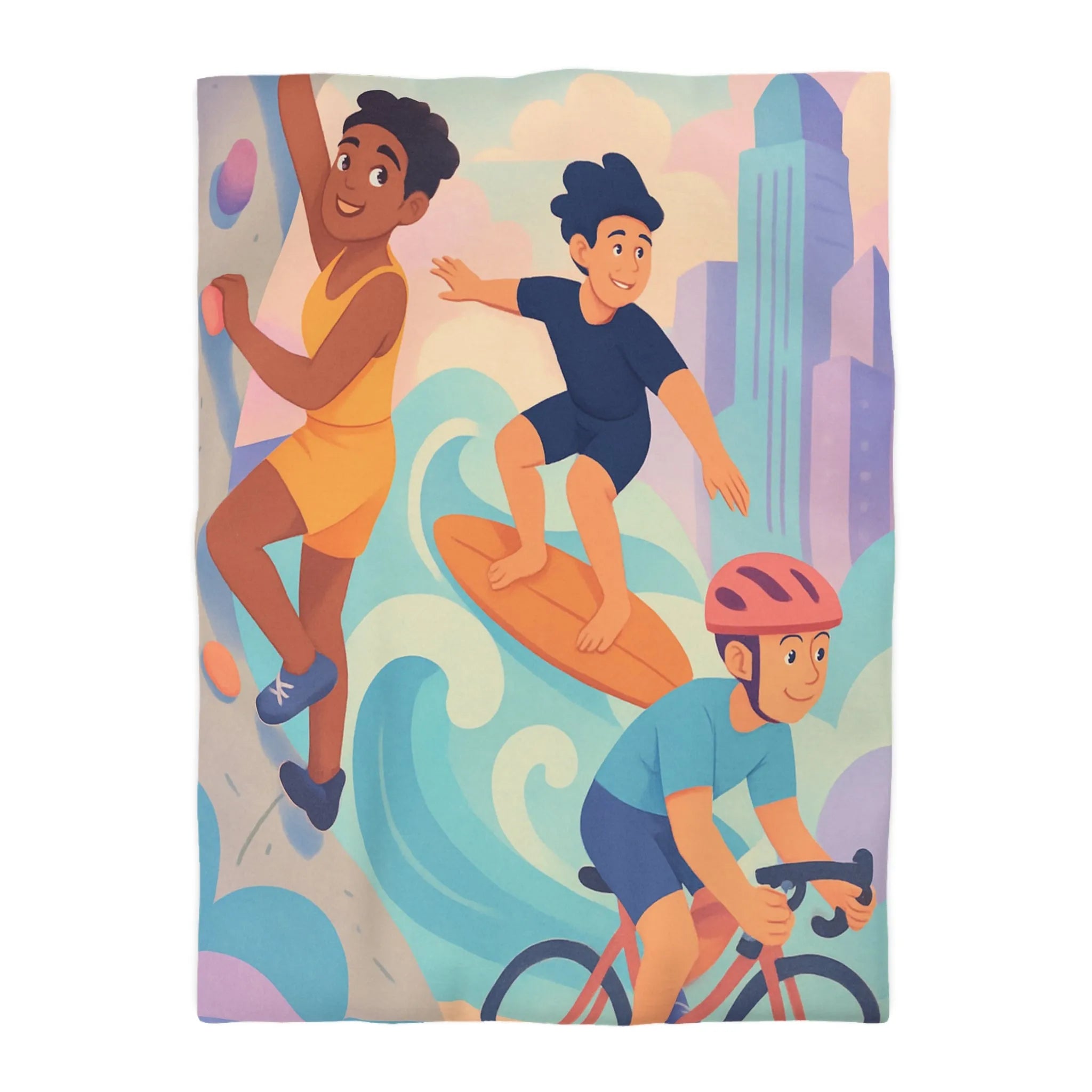 Housse de Couette Microfibre Art Graphique Contemporain Style Décoratif Chambre Tendance