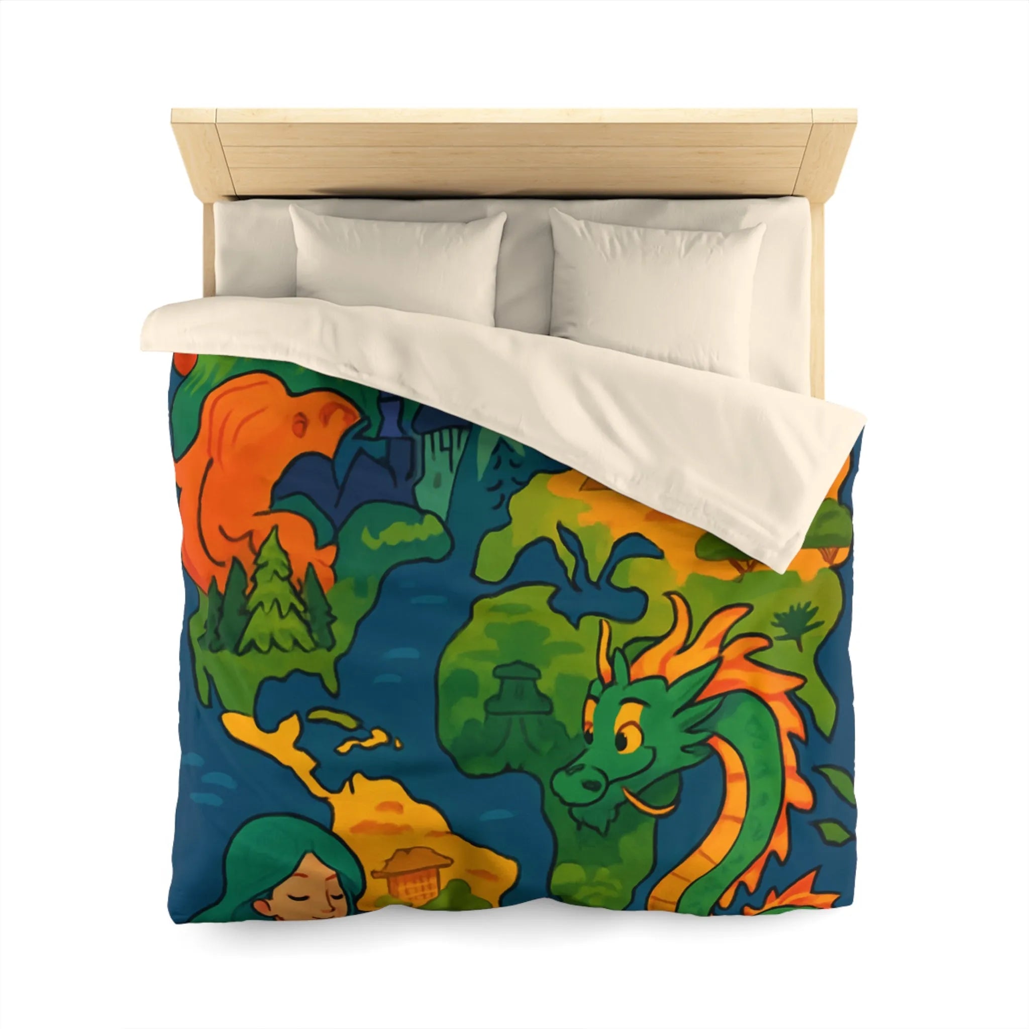 Housse de couette colorée et magique avec motifs de mythes de différentes cultures