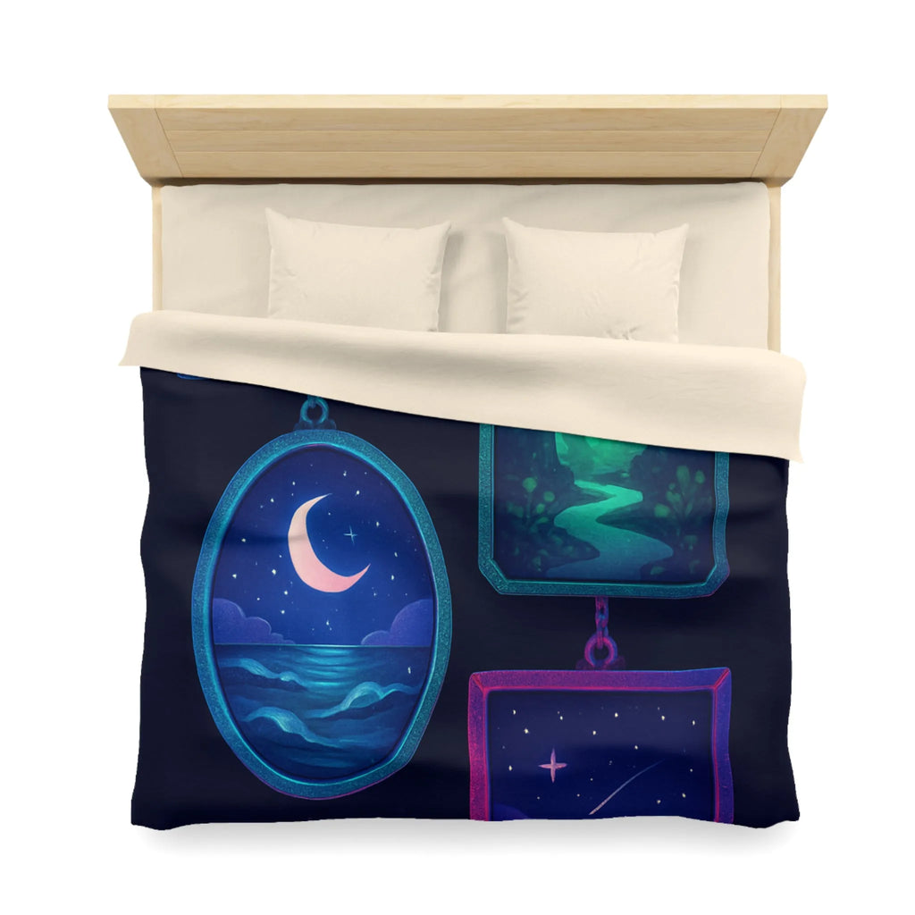 Housse de couette enchanteur avec motifs célestes et paysages rêveurs pour chambres relaxantes