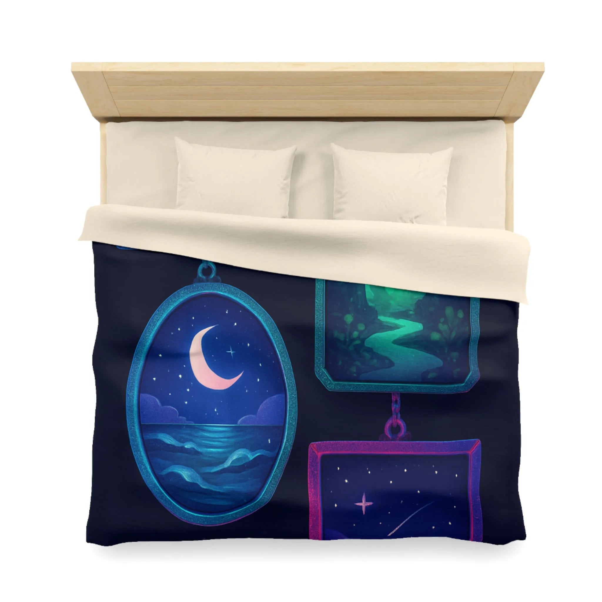 Housse de couette enchanteur avec motifs célestes et paysages rêveurs pour chambres relaxantes